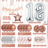 13 x Brand New Decoration 18th birthday girl, Thinbal birthday decoration 18 rose gold silver, 18th birthday decoration girl with happy birthday banner, balloons birthday 18, pompoms for girls 18th birthday decorations - RRP €130.91