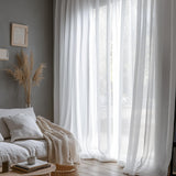 1 x RAW Customer Returns Deconovo Curtains with Ruffle Tape Transparent Decorative Curtain Voile Curtain Transparent Linen Look Airy Curtains Living Room, 260x140cm Height x Width , White, Set of 2 - RRP €25.99