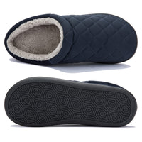 1 x RAW Customer Returns NeedBo Memory Foam Slippers Checked Men s Warm Comfortable Fleece Lined Slippers Non-Slip Slippers Indoor Outdoor Navy 4546 EU - RRP €23.66