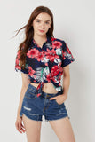 1 x Brand New SSLR Women s Blouse Elegant Shirt Short Sleeve Hawaii Shirt Summer Blouses for Women Small, Navy Pink  - RRP €24.0