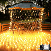 1 x RAW Customer Returns Joysing outdoor net lights 3x2m 204 LED fairy lights net with plug, 8 modes fairy lights net waterproof light curtain for room wall wedding fence bushes garden decoration - warm white - RRP €24.99