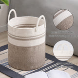 1 x Brand New 3-piece blanket basket, 1-piece 40L cotton rope laundry basket and 2-piece mesh laundry bag,Laundry Basket with Handle for Living Room, Laundry Basket for Pillows, Toys, Clothes. - RRP €18.24