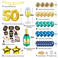 1 x RAW Customer Returns TCJJ 50th Birthday Men Balloons, Decoration 50th Birthday Man, Golden Blue Balloon 50th Birthday Man, With Birthday Banner, Photo Props, Foil Balloon - RRP €14.1