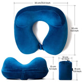 1 x Brand New Anmerl Inflatable Travel Pillow Soft Velvet Portable Neck Pillow with Storage Bag for Airplane Train Car Office - RRP €14.3