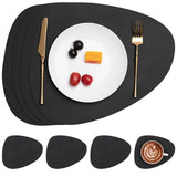 1 x RAW Customer Returns Myir JUN Leather Placemats and Coasters, Washable Round Placemats Double-Sided Non-Slip Placemat Leather Faux Leather Placemat Leather Look Placemat Black, Set of 4  - RRP €19.99