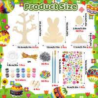 1 x RAW Customer Returns Shinybox Easter crafts for children, 117 pieces Easter egg tree craft set, wooden bunnies for painting, Easter crafts, wooden Easter pendants, DIY Easter pendants for children and spring for decorating - RRP €20.4