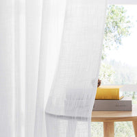 1 x RAW Customer Returns PONY DANCE Curtain Linen Look Balcony Door Curtain White Semi-Transparent Eyelet Curtain Set of 2 Balcony Door Curtain Linen Look Curtains Living Room, H 260 x W 140 cm, White - RRP €36.95