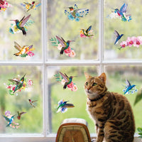 1 x RAW Customer Returns PLIGREAT 8 Sheets of Hummingbirds Window Stickers, Spring Summer DIY Self-Adhesive Stickers, Colorful Flowers Window Stickers for Living Room Shower Glass Window Decoration Party Decoration Stickers - RRP €10.36