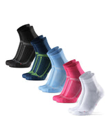 1 x RAW Customer Returns DANISH ENDURANCE 5 pairs of quarter running socks, technical, anti-blister padding, for women men, multicolored 1x black gray, 1x blue yellow, 1x pink, 1x white, 1x light blue 35-38 - RRP €40.95