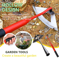 1 x RAW Customer Returns Garden hoe with handle, handheld all-steel hardened hollow hoe, garden helper weed hoe for growing vegetables, weeding and soil loosening silver red - RRP €20.16