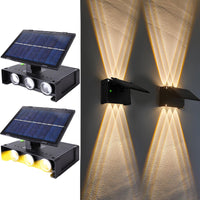 1 x RAW Customer Returns Joyes 2 Pack Solar Wall Lights Outdoor, Adjustable Solar Lamps for Outdoors with 6 Warm Lamp LED Wall Lights Up Down Light Decorative IP65 Waterproof Solar Lamps for Garden Lawn Balcony Yard - RRP €27.12