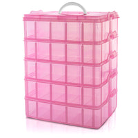 1 x RAW Customer Returns BELLE VOUS 5 Levels Pink Sorting Boxes for Small Parts with 50 Adjustable Dividers - Organizer Box - Screw Box - Sorting Box - Small Parts Storage for Toys, Jewelry, Cosmetics Accessories - RRP €32.38