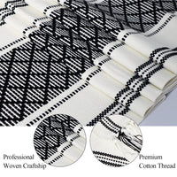 3 x Brand New Wracra Boho Woven Table Runner 275cm Black and White Washable Vintage Table Runner with Tassel Table Runner for Home Dining Room Dessert Table Runner Black, 275cm  - RRP €87.6