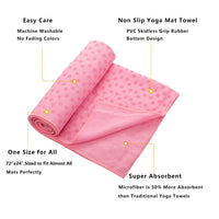 1 x RAW Customer Returns MEIRIYFA Yoga Towel Microfiber Non-Slip Ultra Soft Sweat Absorbent for Hot Yoga Bikram Pilates Standard Size 72 x 24 Pink  - RRP €23.48