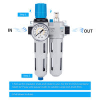 1 x RAW Customer Returns NANPU 3 8 BSP High Pressure Air Filter Regulator Lubricator, Zinc Alloy Pressure Gauge 0-16 bar , Poly Bowl, Semi-Automatic Drain, Bracket - RRP €71.99