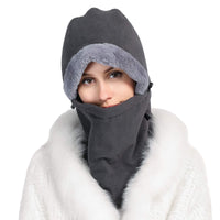 1 x Brand New YR.Lover balaclava for women men ski hat winter warm hat cotton thick cold-resistant hat balaclava windproof face mask thermal fleece hood unisex breathable neck warmer gray - RRP €12.1