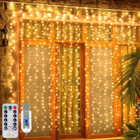 1 x RAW Customer Returns Ollny light curtain inside outside, 3x3m 300 LED light chain outside inside USB with remote control timer, dimmable light chain curtain for window Christmas bedroom wall warm white  - RRP €22.18