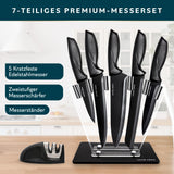 1 x RAW Customer Returns Home Hero knife set with knife sharpener - sharp kitchen knife set - knife block chef s knife set stainless steel knife set 7-piece with knife block - black  - RRP €32.38