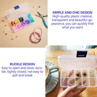 2 x Brand New Plastic Box with Compartments, 15 Grids Organizer Box with Dividers, Jewelry Organizer, Transparent for Beads, Earrings, Fishing Tools, Small Accessories 2pc 15 Grids 1pc 10 Grids - RRP €15.72