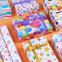 1 x RAW Customer Returns Dantolo Birthday Gift Wrap, 7 Pieces Wrapping Paper and 2 Rolls of Ribbon, Birthday Gift Wrap Set, Christmas Gift Wrap 70X50cm  - RRP €22.8