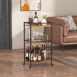 1 x RAW Customer Returns Lifewit Kitchen Cart, 3-Tier Kitchen Cart, Trolley with Lockable Wheels, Kitchen Cocktail and Alcohol Cart for the Living Room, 43.2 x 30 x 81.5 cm, Rustic Brown - RRP €54.36