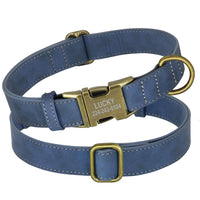 4 x Brand New PET ARTIST Leather Dog Collar with Metal Buckle, Heavy Duty Dog Collar Adjustable for Small Medium Large Dogs Cats Pets, Blue, M - RRP €81.6