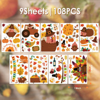 49 x Brand New Hianjoo window pictures autumn decoration, Thanksgiving window sticker decorations, 106 pieces self-adhesive window stickers with maple leaves turkey, Thanksgiving autumn window decoration - RRP €999.6