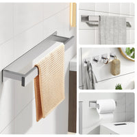 1 x RAW Customer Returns AIKER Toilet Paper Holder,High Quality Adhesive Towel Holder Bathroom Wall Toilet Paper Roll Holder Set Thickened 304 Stainless Steel with 4 Hooks Bathroom Accessories - RRP €23.0