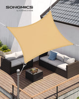 1 x RAW Customer Returns SONGMICS Shade Sail 2 x 3 m, Waterproof with 665 mm Water Column, Sun Protection, 93 UV Protection, Terrace, Garden, Balcony, Rectangular, 2 m Ropes, Sand Yellow GSH23EY - RRP €22.99