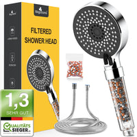 1 x RAW Customer Returns Magichome shower head with hose 2M, hand shower filter mineral stones and 5 jet types, water-saving and pressure-increasing shower head with 3-layer filtration and additional stones - RRP €18.69