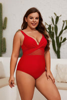 1 x RAW Customer Returns Swimsuit Big Breasts,Women s Plus Size Swimsuit One Piece Swimwear with V-Neck for Women Wrapped Mesh Swimsuit with Tummy Control and Adjustable Spaghetti Straps Burgundy,XXL - RRP €23.5