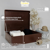 1 x RAW Customer Returns Creative Deco XL Brown Large Wooden Box with Lid 40x30x14 cm - 1cm Baby Memory Box Wooden Box with Lid Painted Box Easter For Documents, Toys, Tools RAW UNPOLISHED - RRP €35.34