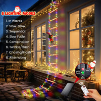 1 x RAW Customer Returns KOOPER Christmas Lights Outdoor, 300 cm Christmas Decoration Solar Ladder Lights with Santa Claus and Remote Controls, 8 Modes Solar Fairy Lights Outdoor, IP65 Waterproof Christmas Decoration Solar Lamps - RRP €30.24