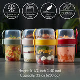 1 x RAW Customer Returns CRYSTALIA Reusable Muesli Cup To Go 4-Set BPA FREE Cereal with Lids Travel Container Salad, Porridge, Yogurt Holder, Fruit, Healthy Cereal Glass - RRP €22.94