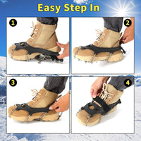 5 x Brand New byhsports Spikes for Hiking Shoes, Upgraded Snow Grips 18 Stainless Steel Spikes Crampons, Strong Traction Anti-Slip, Hiking Walking on Ice Snow Ground, Mountain Climbing, for Shoes Boots XL  - RRP €49.95