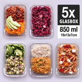 1 x RAW Customer Returns GOOD FOR YOU Glass Containers for Meal Prep - Glass Containers with Lids Oven and Freezer Safe - BPA Free 850ml 28oz 3.5Cups 5-Pack  - RRP €37.12