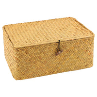 1 x RAW Customer Returns PINGEUI Set of 3 Storage Baskets with Lid, Woven Rattan Multifunctional Storage Baskets for Living Room Kitchen Large Medium Small - RRP €22.8