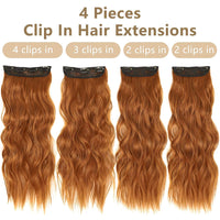 1 x RAW Customer Returns PORSMEER Clip in Extensions, 4PCS Full Head Hair Extensions with Clips Synthetic Wavy Hair Extensions Copper Red Wavy Hair Extensions Clip in Hairpiece for Women - RRP €19.28