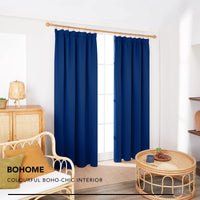 1 x RAW Customer Returns Deconovo Opaque Curtains Blackout Curtains with Gathering Tape Bedroom, 175x140cm HeightxWidth , Royal Blue, Set of 2 - RRP €37.49