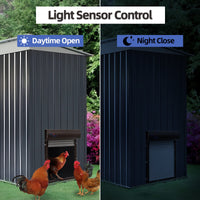 1 x RAW Customer Returns YEKUYEKU Automatic Chicken Coop Door, Automatic Chicken Coop Door with Time Control, Manual Control and Solar Control, Chicken Coop Door, Chicken Coop Door Opener for Farm, Garden, Patio Gray  - RRP €168.72