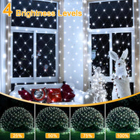 1 x RAW Customer Returns OPAHUTER 198 LEDs Solar Net Lights Outdoor, 2 x 3 M Waterproof Fairy Lights Net, Remote Control Fairy Lights Curtain with 8 Modes, Solar Net Lights for Christmas Wedding Window Bushes - RRP €22.59