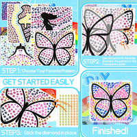 9 x Brand New DNGH Diamond Painting Kids Mermaid Princess Butterfly DIY Mosaic Painting SunGemmers Kit for Girls Crafts 5 6 7 8 9 Years Old - RRP €172.8