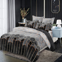 1 x RAW Customer Returns Xiongfeng Mitchell Marble Bed Linen 155x220 cm Grey Geometric Reversible Bed Linen Vintage Checked Microfiber Duvet Cover and 1 Pillowcase 80x80cm with Zipper - RRP €27.49