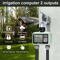 1 x RAW Customer Returns Watering Computer with 2 Independently Controlled Outputs, Johgee Digital Water Timer with LCD Display, Automatic Manual Watering Controller - RRP €38.99