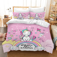 1 x RAW Customer Returns AVJWWD Baby Bedding Set Microfiber Unicorn 3D Print 3Pcs Hook and Loop Soft Bedding Set for Girls 200 x 200 cm, C  - RRP €36.38