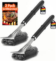 1 x RAW Customer Returns  2 pack Grill brush, TNTOR grill cleaning brush with extra long stainless steel bristles, stainless steel spatula and PP heat insulation handle, for gas grill, charcoal grill, kettle grill, electric grill  - RRP €21.99