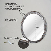 1 x RAW Customer Returns Decorative Round Wall Mirror 30cm Round Mirror for Bathroom Vanity Mirror Small Wall Decoration for Wall Wooden Frame Makeup Mirror for Farmhouse Living Room Bedroom Dormitory - RRP €20.16