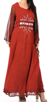 1 x Brand New Sakkas ADL20324 - Eve Women s Long Sleeve Casual Medieval Renaissance Celtic Maxi Dress Soft - Burgundy - L XLP - RRP €70.99