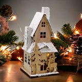 6 x Brand New MIJOMA winter wooden decoration house with LED lighting unique snow effect - Individual and handmade - Christmas decoration with deer fir tree - battery operated 20.5 x 9 cm  - RRP €123.18