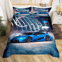 1 x RAW Customer Returns Homewish Children s Racing Car Comforter Cover Set 2 Pieces, Sports Car Duvet Cover Extreme Sports Theme Bedding Set, Modern Home Room Decorative 2 Piece Bedding Set with 1 Pillowcase, 135x200 - RRP €31.25